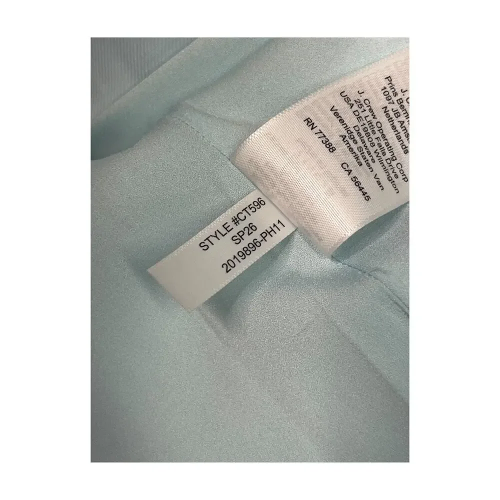 J Crew Dress Womens 6 Light Blue Linen Blend Button Front Short Sleeve Career